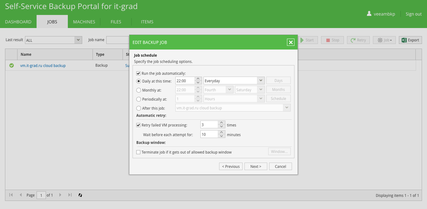 veeam self backup portal - 2