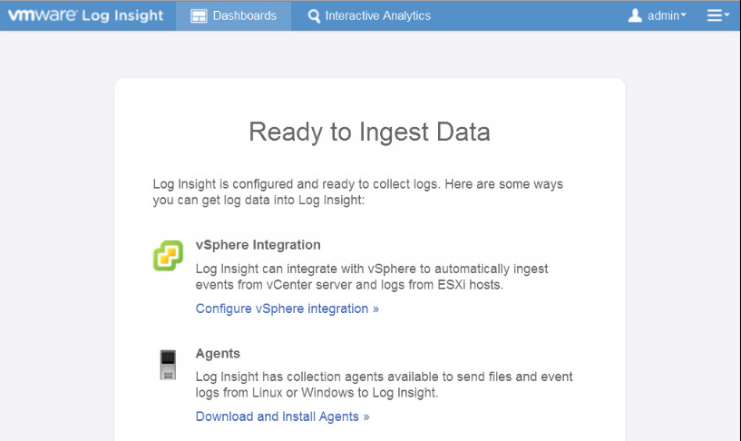 Начальная страница входа Log Insight
