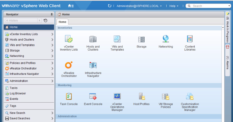 Панель управления vSphere Web Client