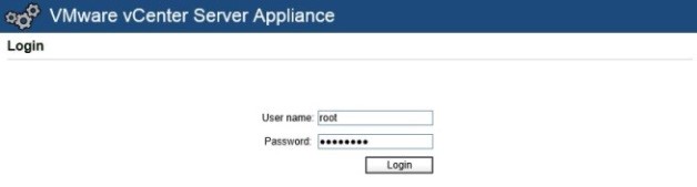 Окно авторизации vCenter Server Appliance