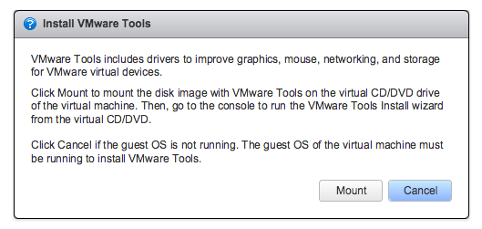 Запуск мастера установки VMware Tools
